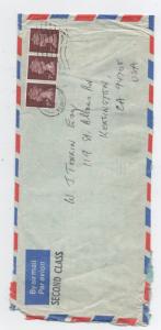 Great Britain Scott# MH61 used strip of 3  on cover to U.S.A.