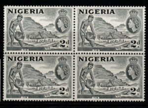 NIGERIA SG72f 1957 2d GREY TYPE B BLOCK OF 4 MNH 