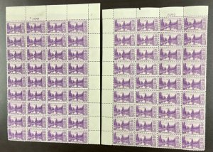 742  Mount Rainier, National Parks  MNH 3 c Lot of 2 Partial Sheets of 36  1934