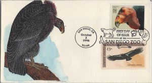 ZAYIX 1996 US 3105 FDC Hand Painted SMB Cachet Endangered California Condor