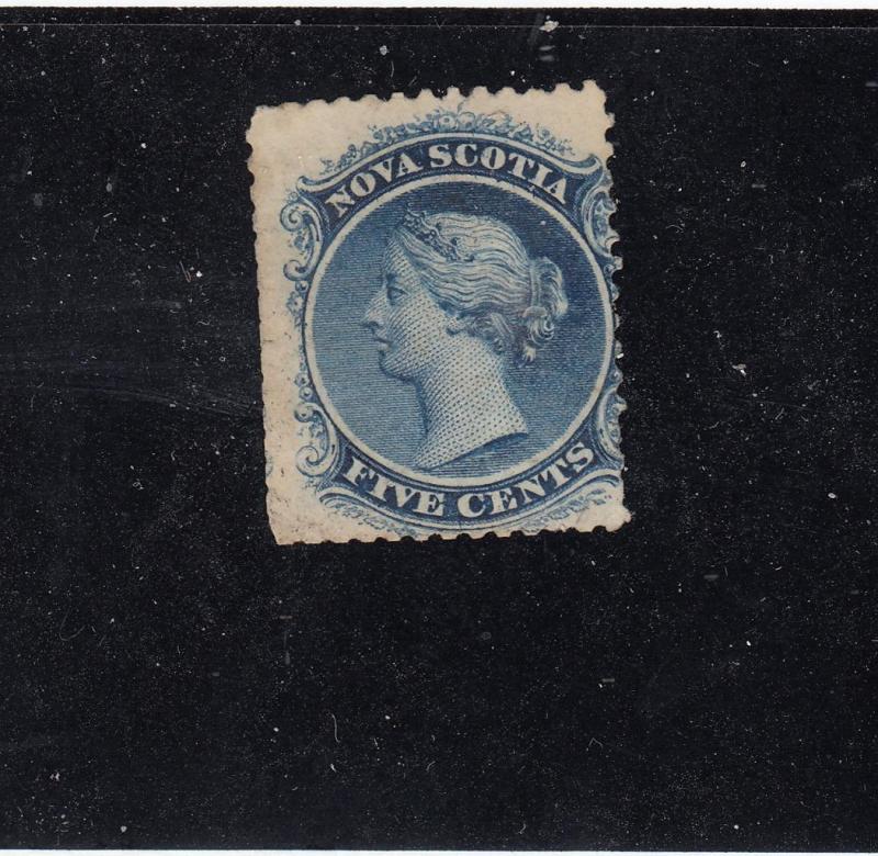 NOVA SCOTIA # 10a  F-MNGH 5cts QUEEN VICTORIA BLUE CAT VALUE $250