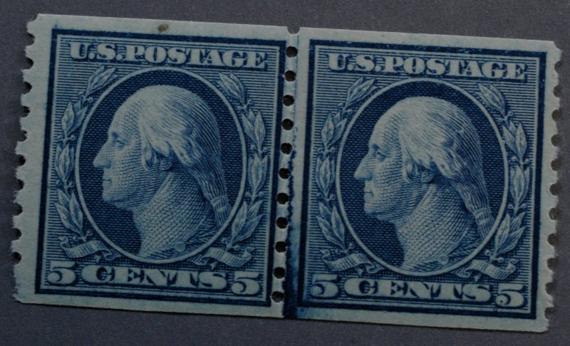 United States #496 5 Cent Washington Coil Line Pair MNH