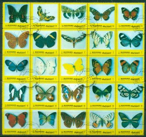 Manama 1972 Mi#941/1105/1117 Butterflies yellow frame blk 25 (folded)CTO