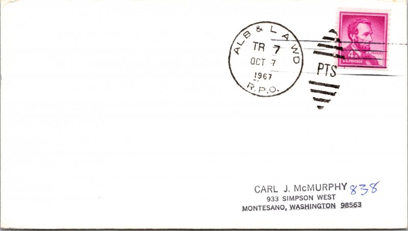 1967 Alb & LA WD RPO Railroad Post Office ( Postal History ), 1967