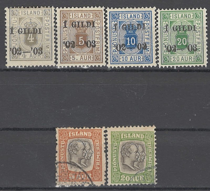 COLLECTION LOT OF # 1698 ICELAND 6 OFFICIAL STAMPS 1902+