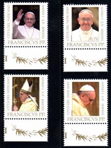 Vatican #1523-1526, Election of Pope Francis, MNH, with bottom selvage