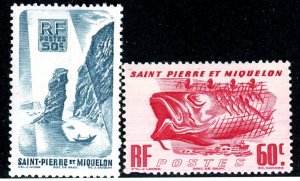 St. Pierre & Miquelon, Scott #327-28, Unused, Hinged