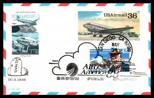 US UXC24 Douslass DC-3 Combo Artmaster U/A FDC Postal Card