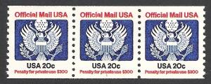 #O139 20c Official Coil PNC-3 PL# 1  - MNH