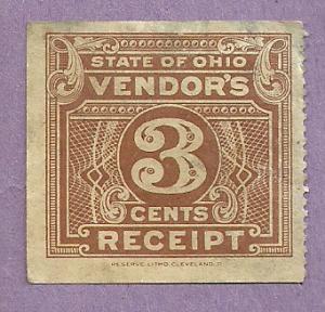 Ohio Vendor's 3 Cent Receipt Stamp