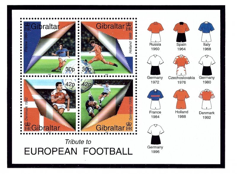 Gibraltar 835a MNH 2000 European Soccer S/S   (KA)