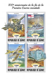 Guinea Military Stamps 2018 MNH WWI WW1 End of World War I Ships Aviation 4v M/S