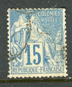 FRENCH COLONIES; 1880s early classic General issue used shade of 15c.  value