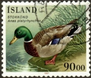 Iceland 645 - Used - 90k Mallard Duck (1987) (cv $1.50) (2)
