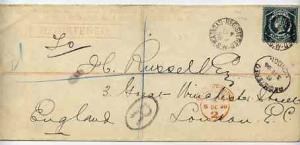 New South Wales 1898 3d reg long cover to London bearing ...