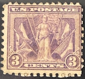 Scott #537 3¢ 1919 Victory unused HR