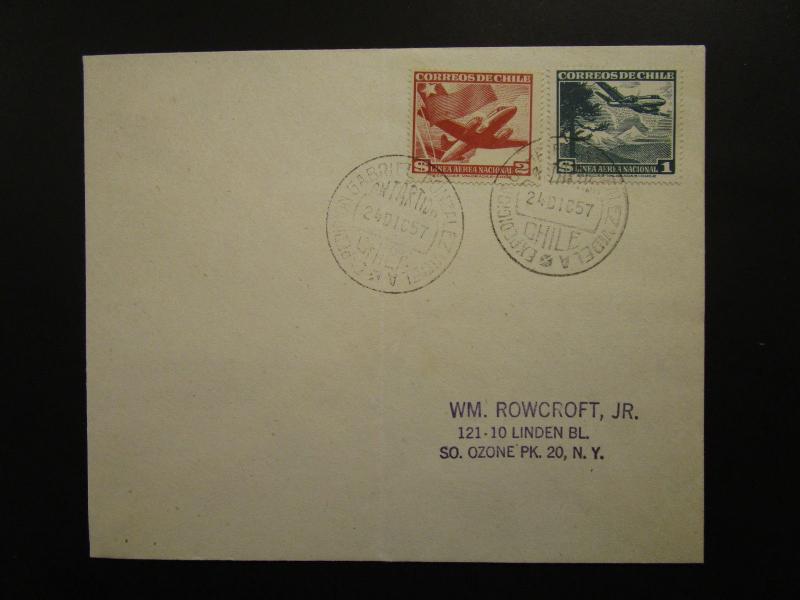 Chile 1957 Antarctic Expedition Cover to USA / Folded - Z6245