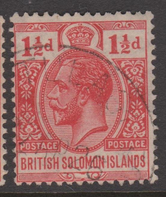 British Solomon Islands 1924 1 1/2d Scarlet KGV Sc#23 Used