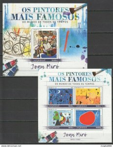 2016 Mozambique Art Famous Painters Joan Miro 1Kb+1Bl ** St2654