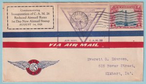 FIRST FLIGHT & FIRST DAY NEW RATE COVER - 08/01/28 FROM POCATELLO IDAHO - CV894