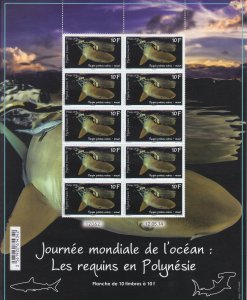 2014 Fr Polynesia Blacktip Shark FS10 (Scott 1127) MNH