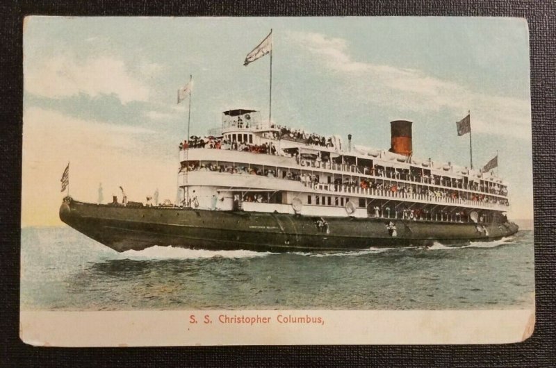 1908 Picture Postcard Cover SS Christopher Columbus Chicago IL to Beloit WI