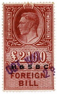 (I.B) George VI Revenue : Foreign Bill £2 10/- (H&SBC pre-cancel)