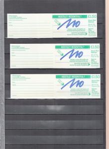 1986 HANDWRITING SERIES FP3  £1.50 LEFT/RIGHT X3 BOOKLETS