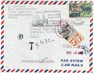 1964 incoming cover from France, postage due