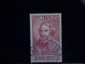 Germany (FrOccZone), Scott #4N13, used(o), HeinrichHeine, 5mks, red brown