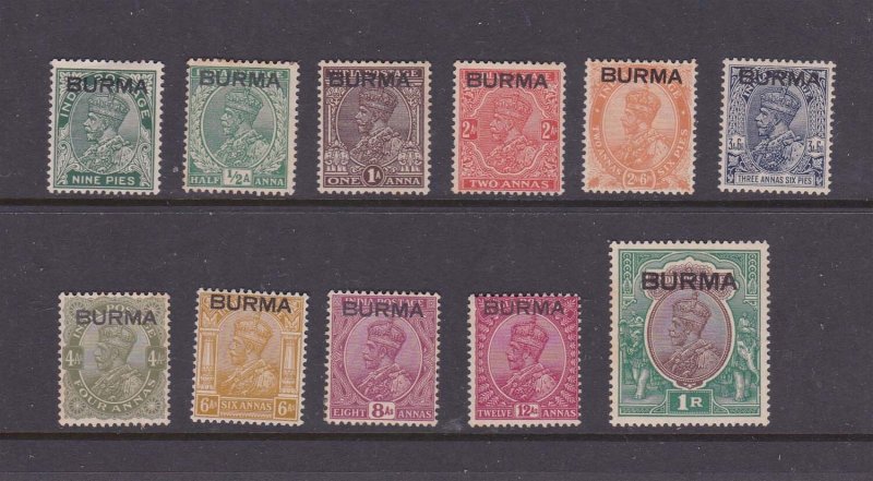 Burma 1937 Sc KGV Sc 1-6,8-13 MH