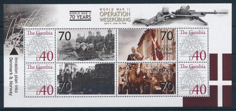 [75381] Gambia 2008 World War II Operation Weserübung Denmark Norway Sheet MNH