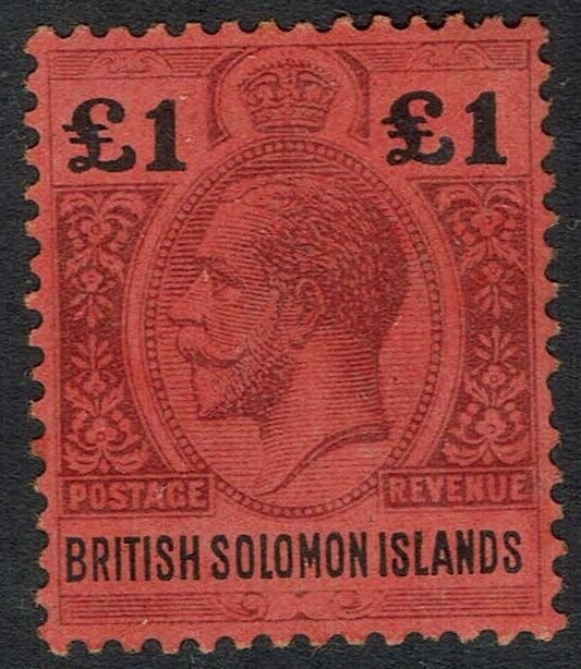 BRITISH SOLOMON ISLANDS 1914 KGV 1 POUND 