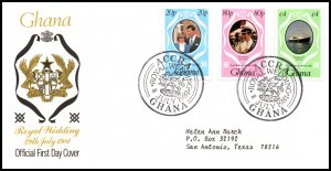 Ghana 759-761 Royal Wedding Typed FDC