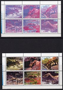 Tajikistan 2000 DINOSAURS Sheetlet (6) MISSING COLORS MAJOR ERROR !!!