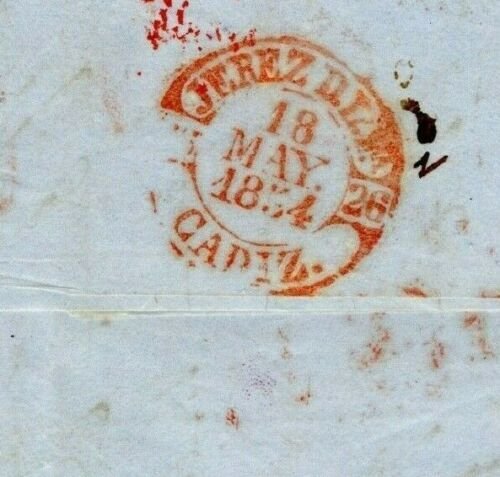 GB SCOTLAND Cover LEITH *PAID* CDS SPAIN Cadiz *10R* Delivery Charge 1854 PE189 