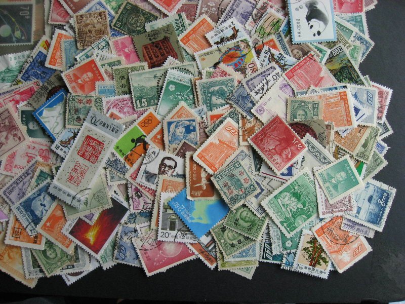 China & PRC 500 a quadruple sized elusive mixture (duplicates, mixed condition)