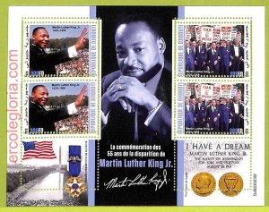 B0278 - DJIBOUTI - MISPERF ERROR Stamp Sheet - 2023 Martin Luther King Jr-