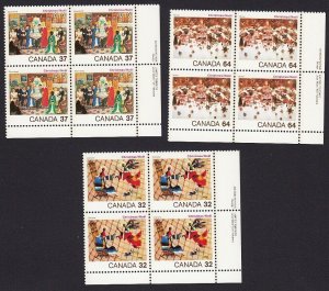 CHRISTMAS Paintings * Canada 1984 #1040-1042 LR Blocks of 4 MNH Full Sets