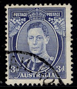 AUSTRALIA GVI SG168, 3d blue, FINE USED. Cat £24.