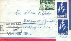 Canada 1966 - Saint John NB Sub #3 Airmail to Zurich, Switzerland - F24782