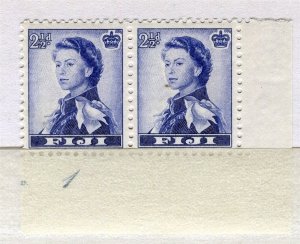 FIJI; 1950s early QEII portrait issue fine MINT MNH CORNER PAIR