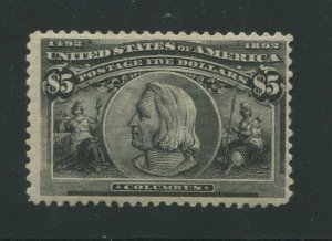 1893 United States Postage Stamp #245 Mint Hinged F/VF Original Gum w/ Cert