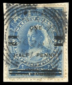 Niger Coast 1894 QV ½d on 2½d blue Old Calabar Pos. # 7 from setting of 8. SG 65