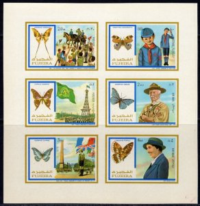 Fujeira 1972 SCOUTS BUTTERFLIES HORSES Sheet Imperforated Mint (NH)