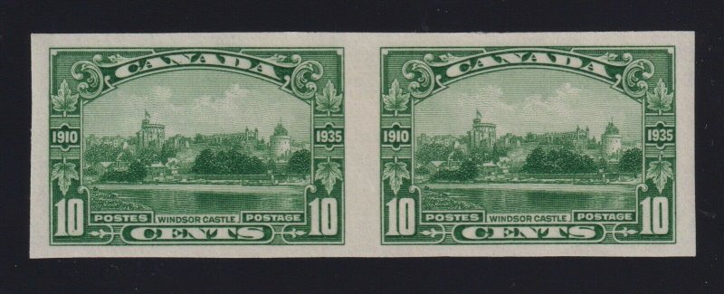 Canada Sc #215a (1935) 10c green Windsor Castle Imperforate Pair Mint VF H 