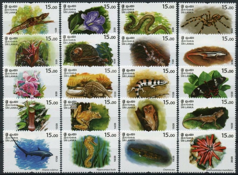 2021  Sri Lanka Wildlife (20) (Scott NA) MNH