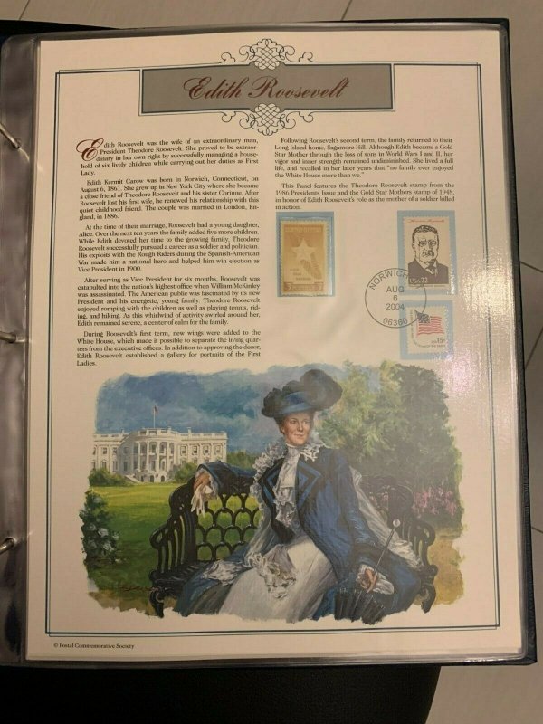 Postal Society Americas First Ladies 44 Commemorative Panels Stamps