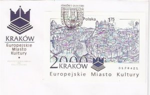 Poland 2000 FDC Stamps Souvenir Sheet Scott 3517 Cracow Capital of Culture