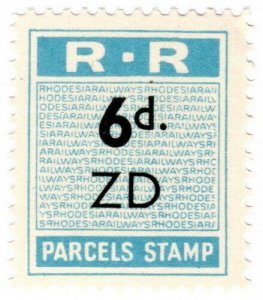 (I.B) Rhodesia Railways : Parcels Stamp 6d (Zimba)